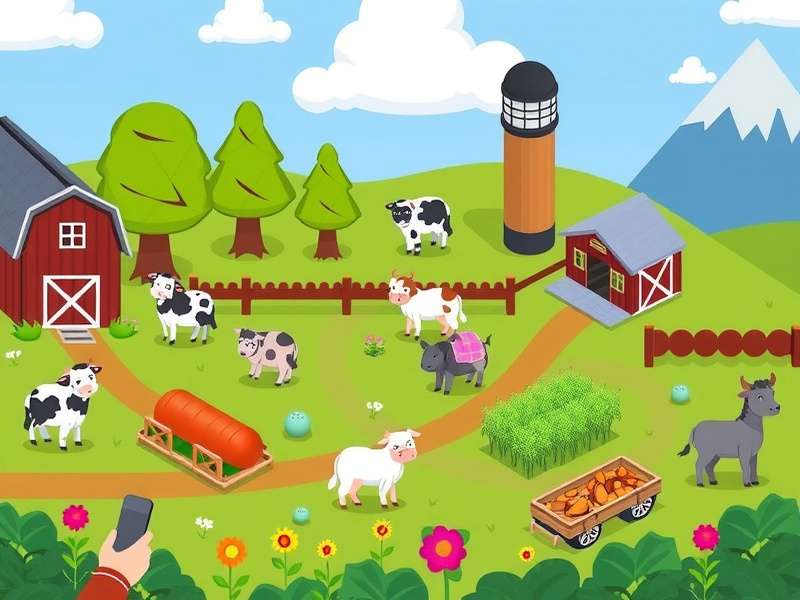 Pixel Pasture Game Screenshot showing a colorful pixel art farm with animals and crops